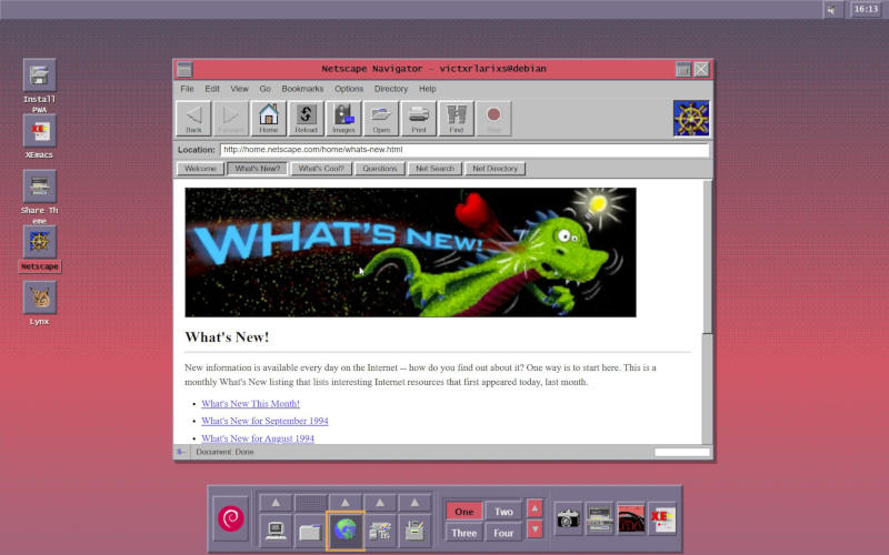 Ο χρήστης επαναφέρθηκε σε ένα Linux του 1994 με γραφικό περιβάλλον που λειτουργεί απευθείας στον φυλλομετρητή.