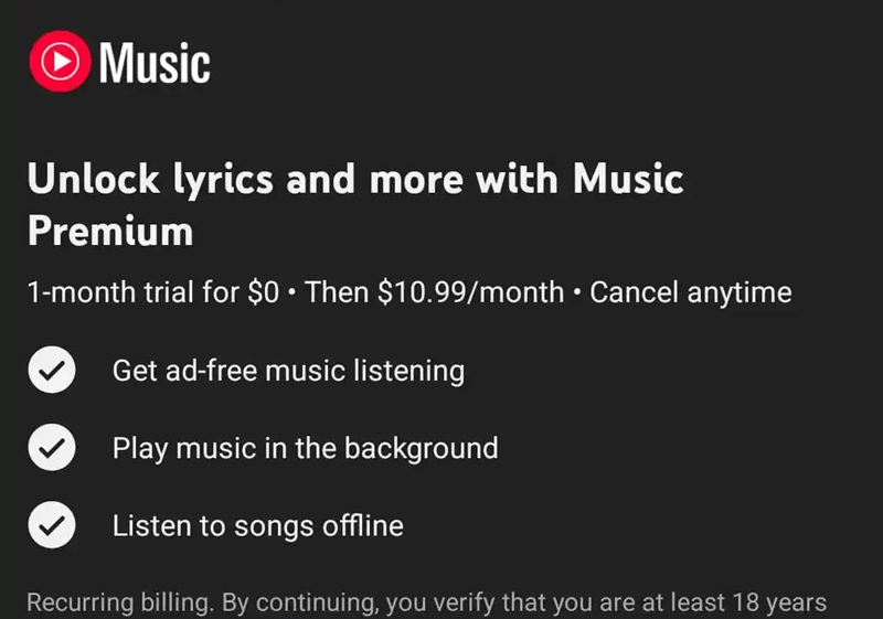 Το Google αποκάλυψε κείμενα τραγουδιών στο YouTube Music για δωρεάν χρήστες